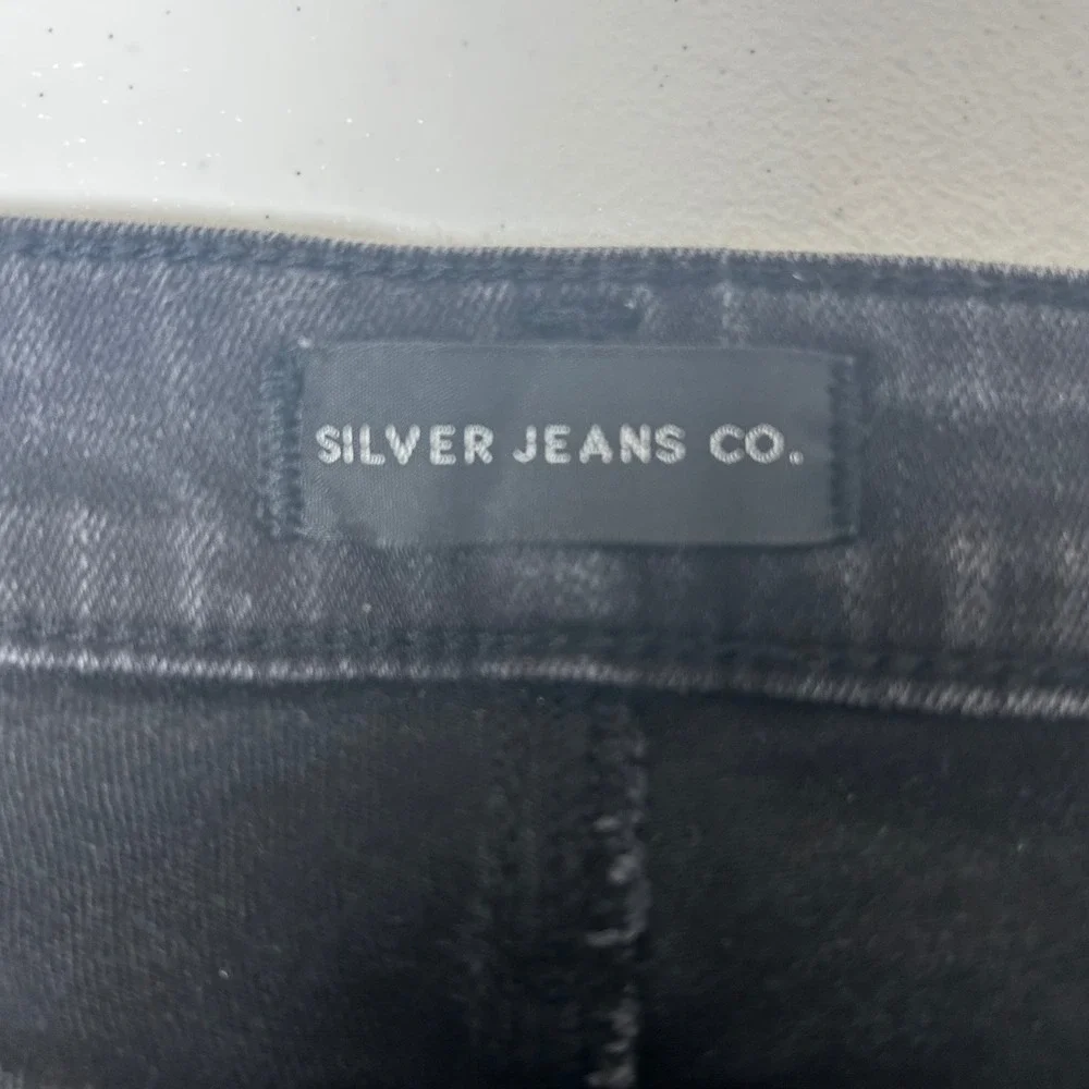 Silver Jeans Co Tuesday Skinny Womens 29 Black Frayed Raw Hem Low Rise Denim